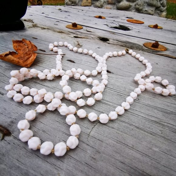 Vintage W. Germany Pale Pink Stone Beaded Necklace - Picture 4 of 13